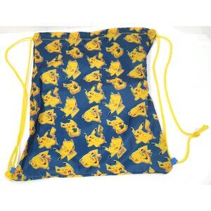 POKEMON PIKACHU Backpack drawstring cinch top bag lightweight blue yellow nylon